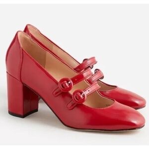 J.Crew Maisie Italian Leather Maryjane red heels 8 NIB size 8 NEW